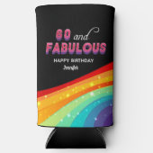 60 en Fabulous Rainbow Verjaardagsfeest Custom Seltzer Blikjeskoeler (Voorkant)