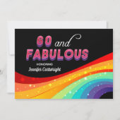60 en Fabulous Regenboog Glitter Verjaardagsfeestj Kaart (Voorkant)
