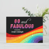 60 en Fabulous Regenboog Glitter Verjaardagsfeestj Kaart (Staand voorkant)
