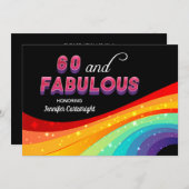 60 en Fabulous Regenboog Glitter Verjaardagsfeestj Kaart (Voorkant / Achterkant)