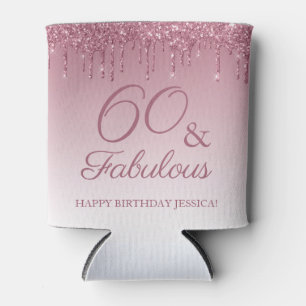 60 en Fabulous Roos Gold Pink Dripping Glitter Blikjeskoeler