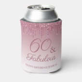 60 en Fabulous Roos Gold Pink Dripping Glitter Blikjeskoeler (Blikje Achterkant)