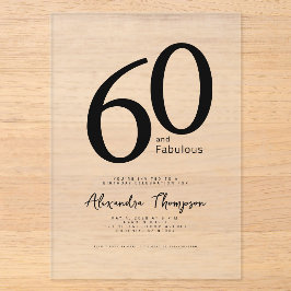 60 en Fabulous Script 60ste verpartij Acryl Uitnodigingen