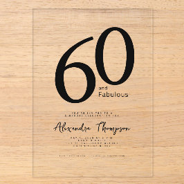 60 en Fabulous Script 60ste verpartij Acryl Uitnodigingen