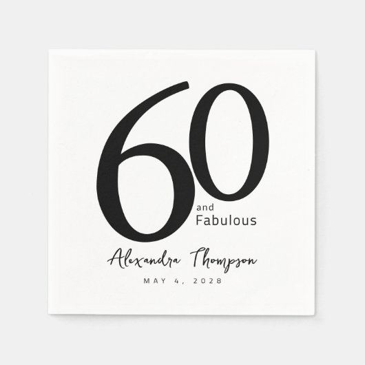 60 en Fabulous Script 60ste verpartij Servet (Voorkant)