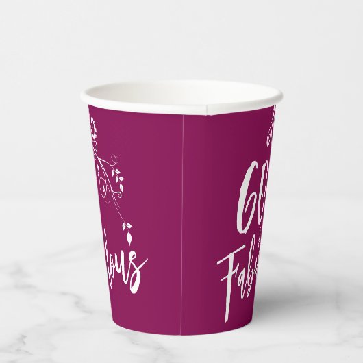 60 en Fabulous Script Magenta 60e verjaardag Papieren Bekers (Rechts)