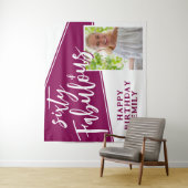 60 en Fabulous Script Magenta Foto 60th Birthday Wandkleed (In situ)