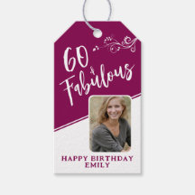 60 en Fabulous Script Photo Magenta 60th Birthday