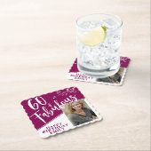 60 en Fabulous Script Photo Magenta 60th Birthday Kartonnen Onderzetters (Insitu)