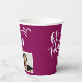 60 en Fabulous Script Photo Magenta 60th Birthday Papieren Bekers (Links)