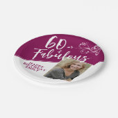 60 en Fabulous Script Photo Magenta 60th Birthday Papieren Bordje (Gekanteld)
