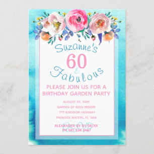 60. en Fabulous Sixtieth Birthday Party Kaart