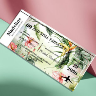 60 en Fabulous Tropical Boarding Pass Verjaardag