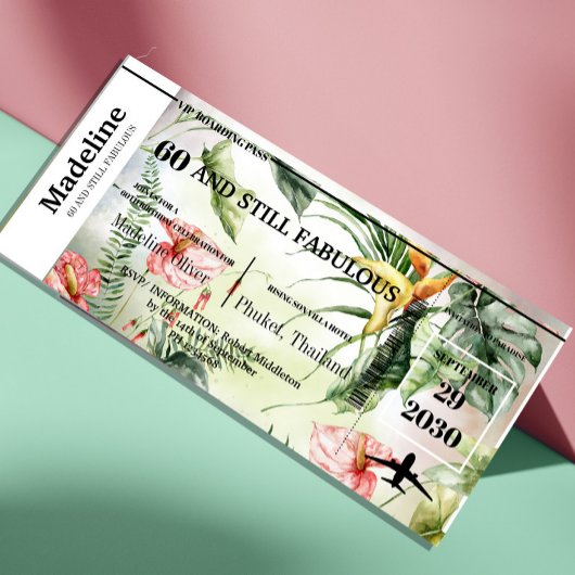 60 en Fabulous Tropical Boarding Pass Verjaardag