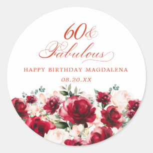 60 en Fabulous Verjaardag Gepersonaliseerde Custom Ronde Sticker