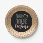 60 en Fabulous Vrouwelijk Stijlvol Goud Zwart Blus Papieren Bordje (Voorkant)