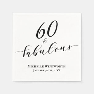 60 en Fabulous Zestigste Verjaardag Elegant Schrif Servet