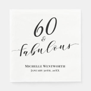 60 en Fabulous Zestigste Verjaardag Elegant Schrif Servet