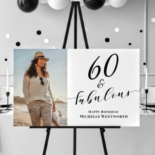 60 en Fabulous Zestigste Verjaardag Foto Script  Poster