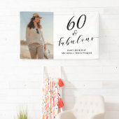 60 en Fabulous Zestigste Verjaardag Foto Script Spandoek (Insitu)