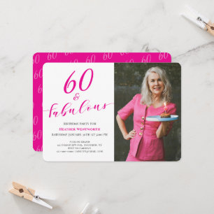 60 en Fabulous Zestigste Verjaardag Script Foto Kaart