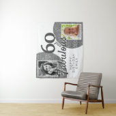 60 en Fabulous Zilveren Glitter 2 Foto Verjaardag  Wandkleed (In situ)