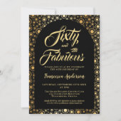 60 En Fabulous Zwart Goud 60e Verjaardagsfeestje Kaart (Voorkant)