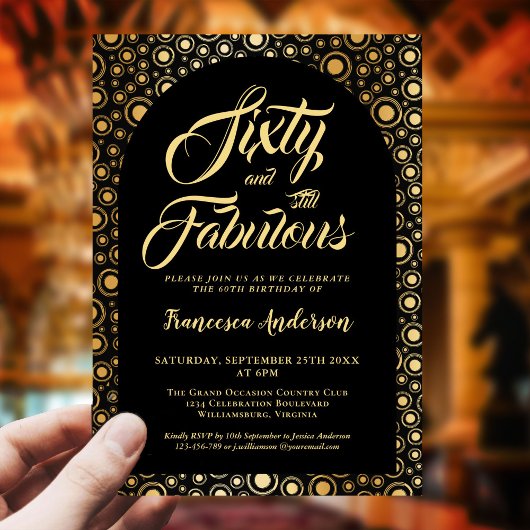 60 En Fabulous Zwart Goud 60e Verjaardagsfeestje Kaart