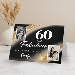 60 en Fabulous Zwart Goud Foto 60ste Verjaardag Kaart