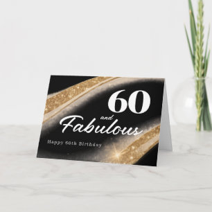 60 en Fabulous Zwarte 60e Verjaardag Kaart