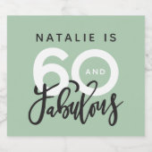 60 en fantastisch verjaardagsfeestlabel sparkling wijnetiket (Enkel label)
