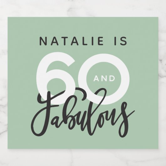 60 en fantastisch verjaardagsfeestlabel sparkling wijnetiket (Enkel label)