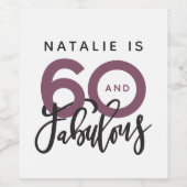 60 en fantastisch verjaardagsfeestlabel wijn etiket (Enkel label)