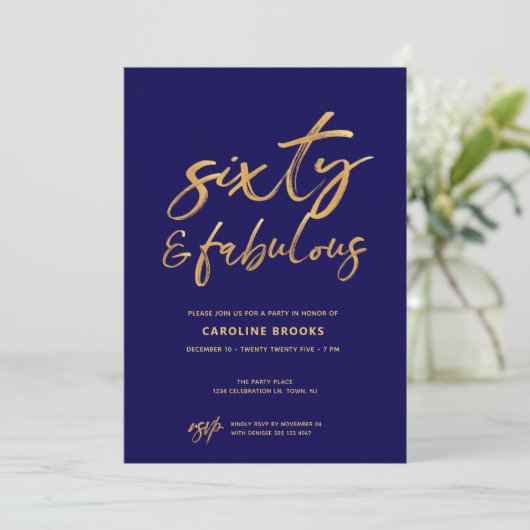 60 en fantastische 60ste verjaardag uitnodiging (Staand voorkant)