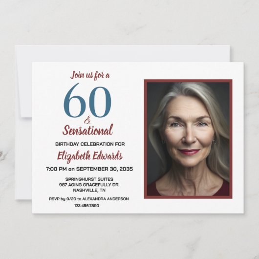 60 en feestdag gevierd kaart (Voorkant)