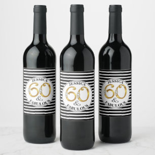 60 en feestdag wijn etiket