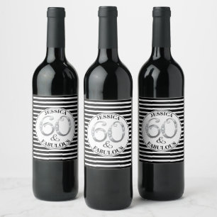 60 en feestdag wijn etiket