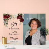 60. en Floral Birthday Party (Roos van Fabulous Gl Acryl Bord (Huwelijk)