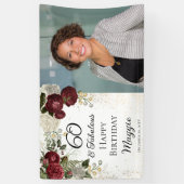 60. en Floral Birthday Party (Roos van Fabulous Gl Spandoek (Verticaal)