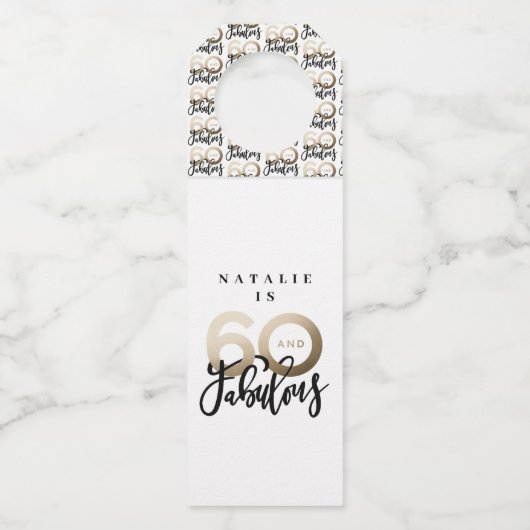 60 en geweldig bedankt voor je moderne verjaardags flessenhanger (Voorkant)