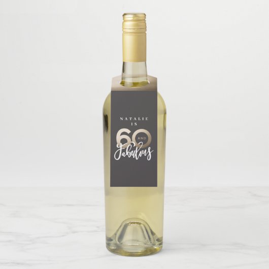 60 en geweldig bedankt voor je moderne verjaardags flessenhanger (Op fles)