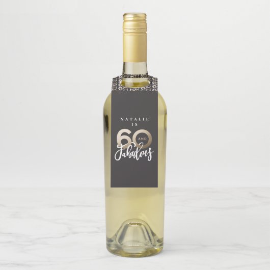 60 en geweldig bedankt voor je moderne verjaardags flessenhanger (Op fles)