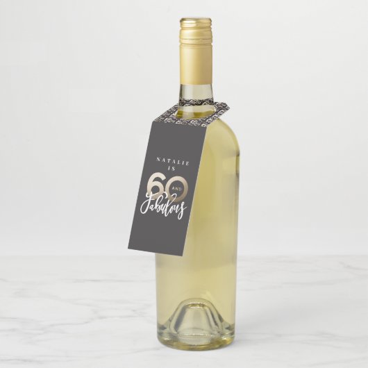 60 en geweldig bedankt voor je moderne verjaardags flessenhanger (Schuin)