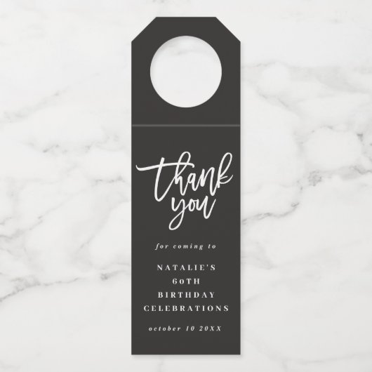 60 en geweldig bedankt voor je moderne verjaardags flessenhanger (Achterkant)