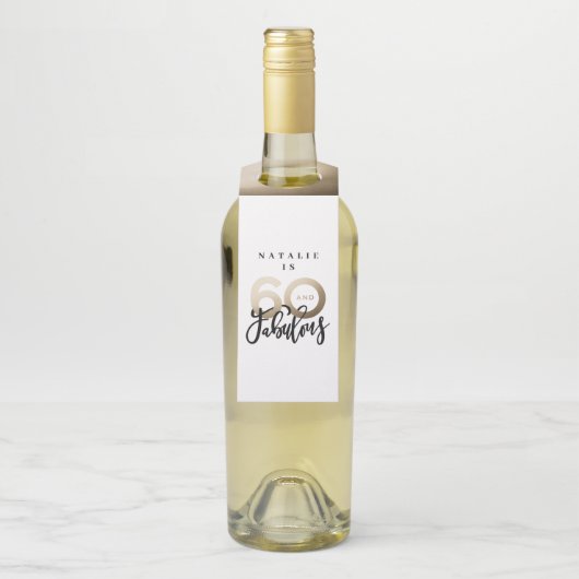 60 en geweldig bedankt voor je moderne verjaardags flessenhanger (Op fles)