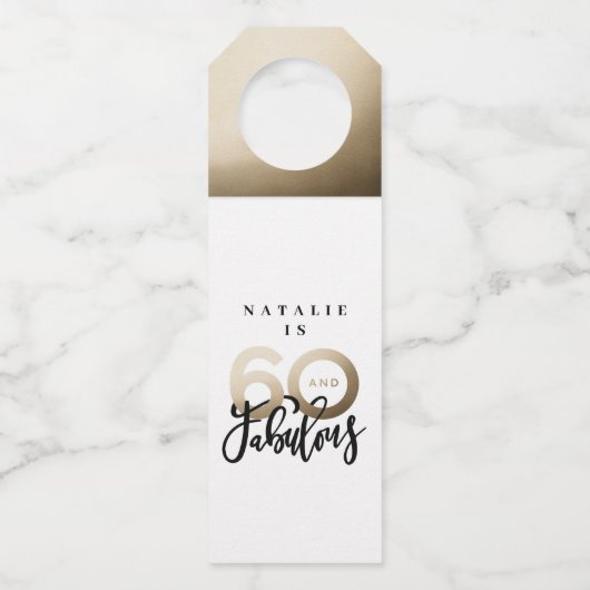 60 en geweldig bedankt voor je moderne verjaardags flessenhanger (Voorkant)