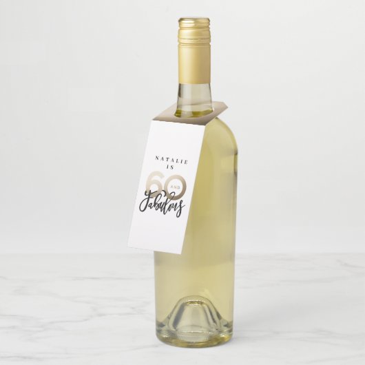 60 en geweldig bedankt voor je moderne verjaardags flessenhanger (Schuin)