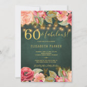 60 en geweldige florale elegant 60e verjaardag kaart (Voorkant)