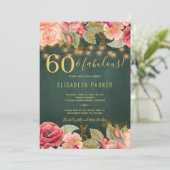 60 en geweldige florale elegant 60e verjaardag kaart (Staand voorkant)