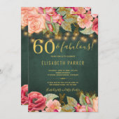 60 en geweldige florale elegant 60e verjaardag kaart (Voorkant / Achterkant)
